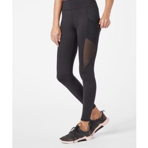 Mondetta Leggings Womens Black Size L Mesh Cutouts Panels Print